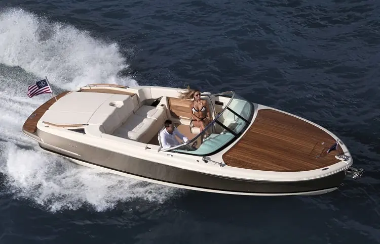 A new runabout speeding across open water